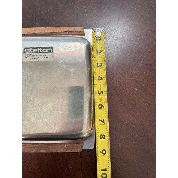 Stelton Denmark 18/8 Stainless Steel Tray Rosewood Handles Orig Label - Picture 9 of 10